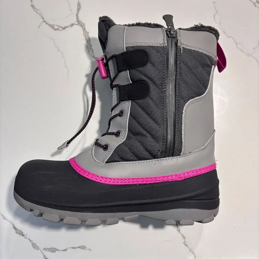 All in Motion | Girls Black Grey Thermolite Ecomade Winter Snow Boots Size 4